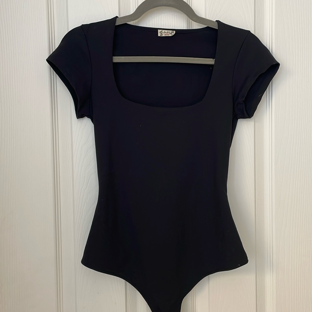 Free People Ready Or Not Bodysuit. Black